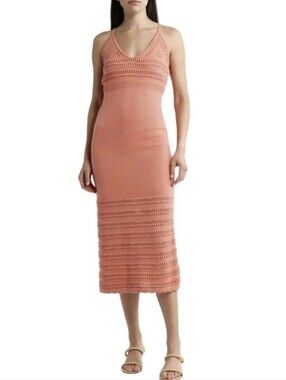 Cleobella Millicent Dress Coral Knit / Crochet Midi Size XS NEW